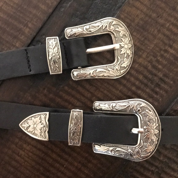 5⭐️ double buckle vegan leather boho belt western - Picture 6 of 8